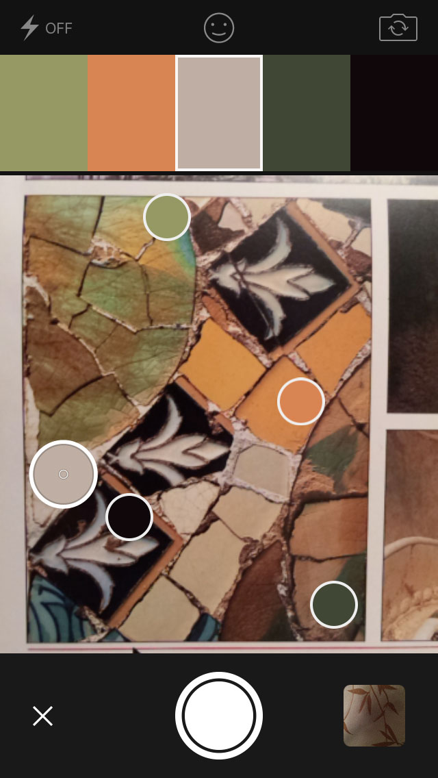Image Gaudi colour scheme in the app