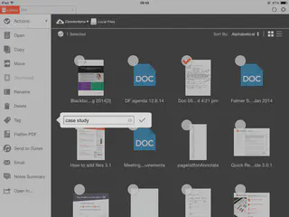 File Management in iAnnotatePDF. The tagging function is shown.