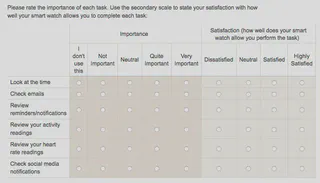 Screenshot of survey question