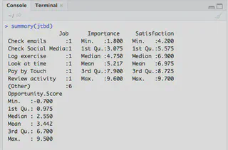 Screenshot of results in console