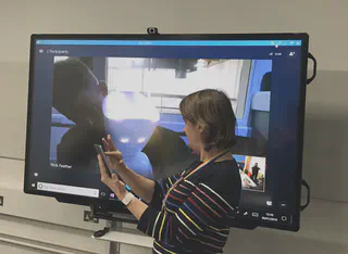 Testing the robot out over a Microsoft Teams call across two campuses