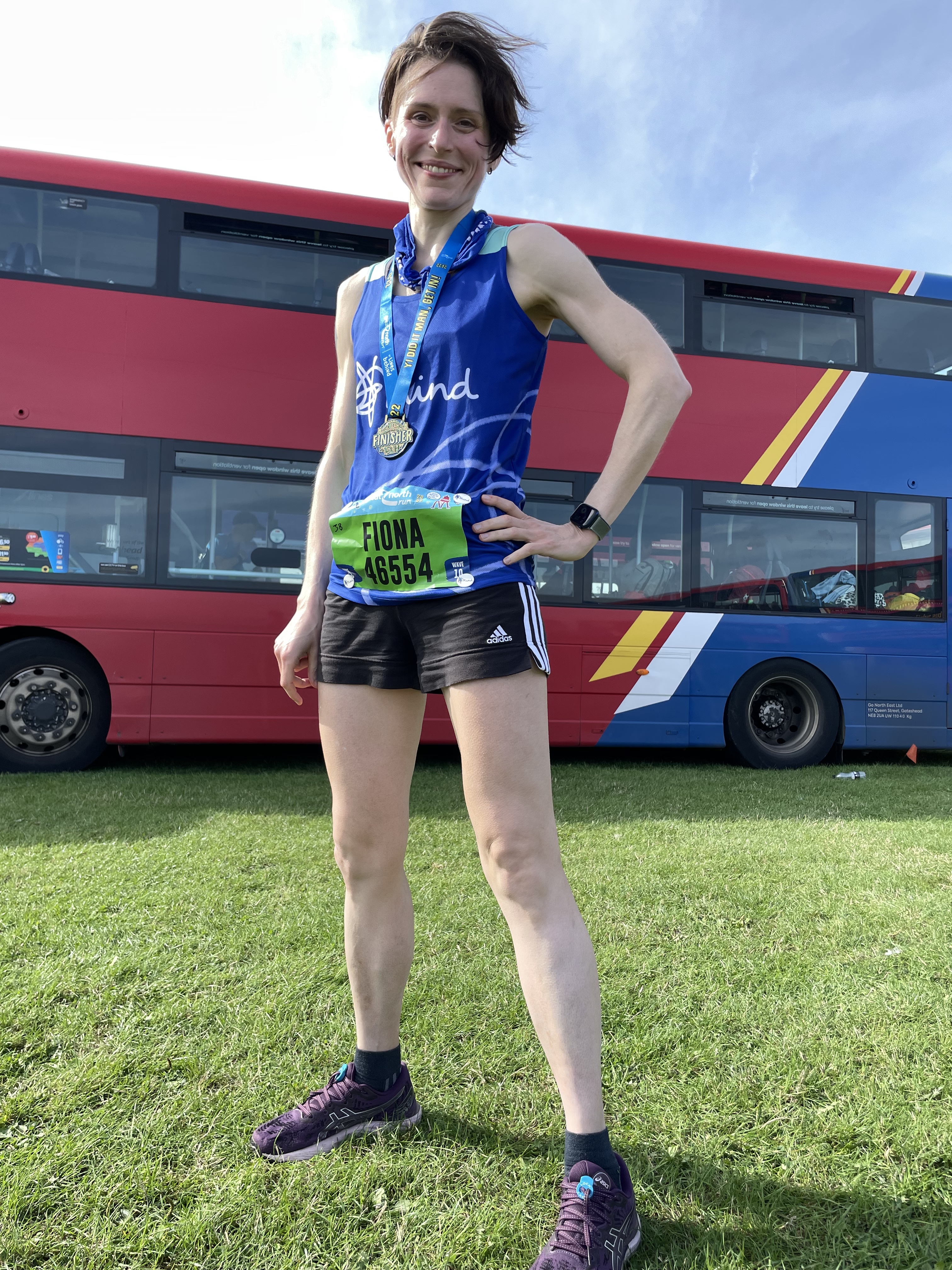 Fiona in a running vest and shorts pictured at the end of the run