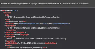 Forrt example - the feed page which shows metadata in xml code format