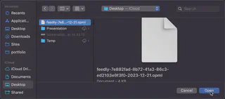 NetNewsWire - select the OPML file which you downloaded to your computer