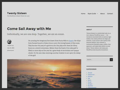 Screenshot of the Twenty Sixteen theme