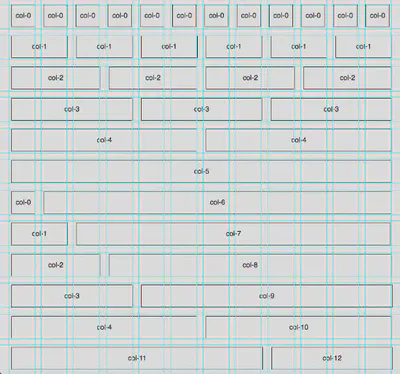 Screenshot showing the grid system with a photoshop grid/guides overlaid